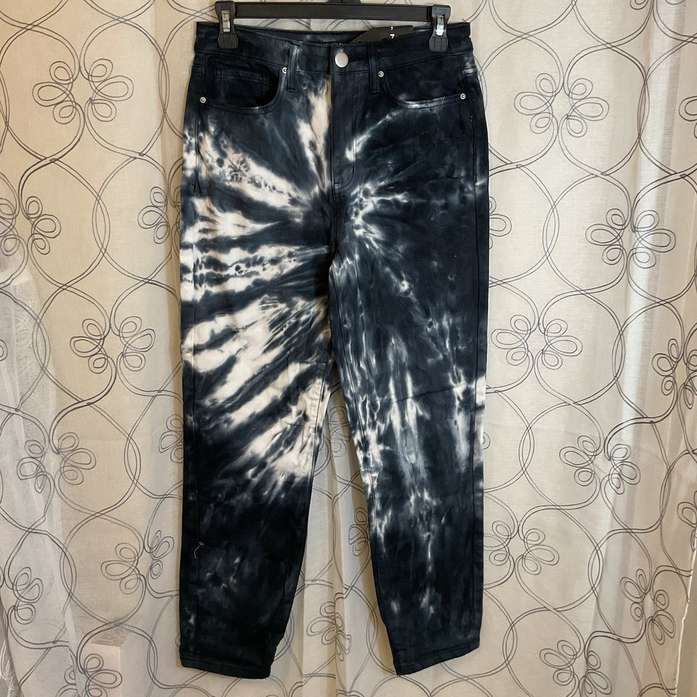 Women's Fashion Nova Tie-Dye Mom Jeans Black And White Pockets Size‎ 7